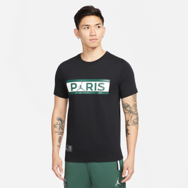 Paris Saint Germain X Jordan Brand Wordmark T-Shirt 2021-2022 - Zwart/Wit/Groen - XXXL
