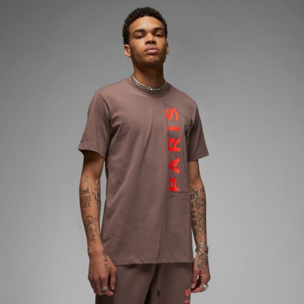 Paris Saint-germain T-shirt Wordmark Jordan x Psg - Bruin/rood/zwart - Nike, maat XX-Large
