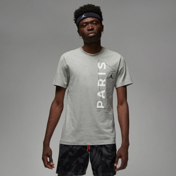Paris Saint-germain T-shirt Wordmark Jordan x Psg - Grijs/wit/zwart - Nike, maat X-Small